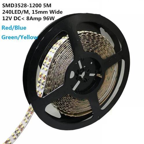 (image for) 12V Red/Blue/Green/Yellow Dimmable LED Strip Light 15mm Double Row SMD3528-1200 1200LM 240 LEDs/Mtr